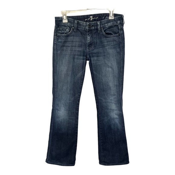 7 for all Mankind "A" Pocket Low Rise Jeans Size 28 Medium Wash Denim Wide Leg - Picture 2 of 13